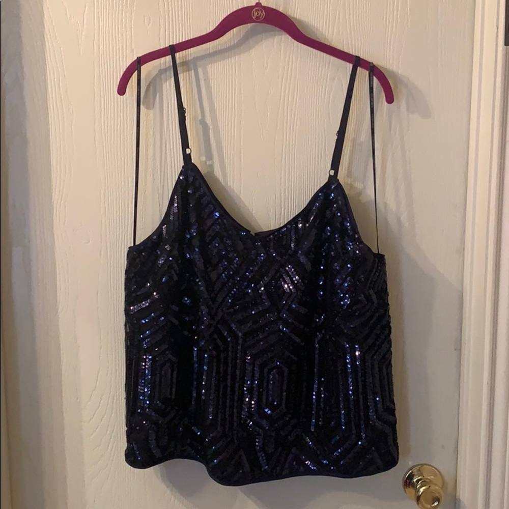 Navy sequin top